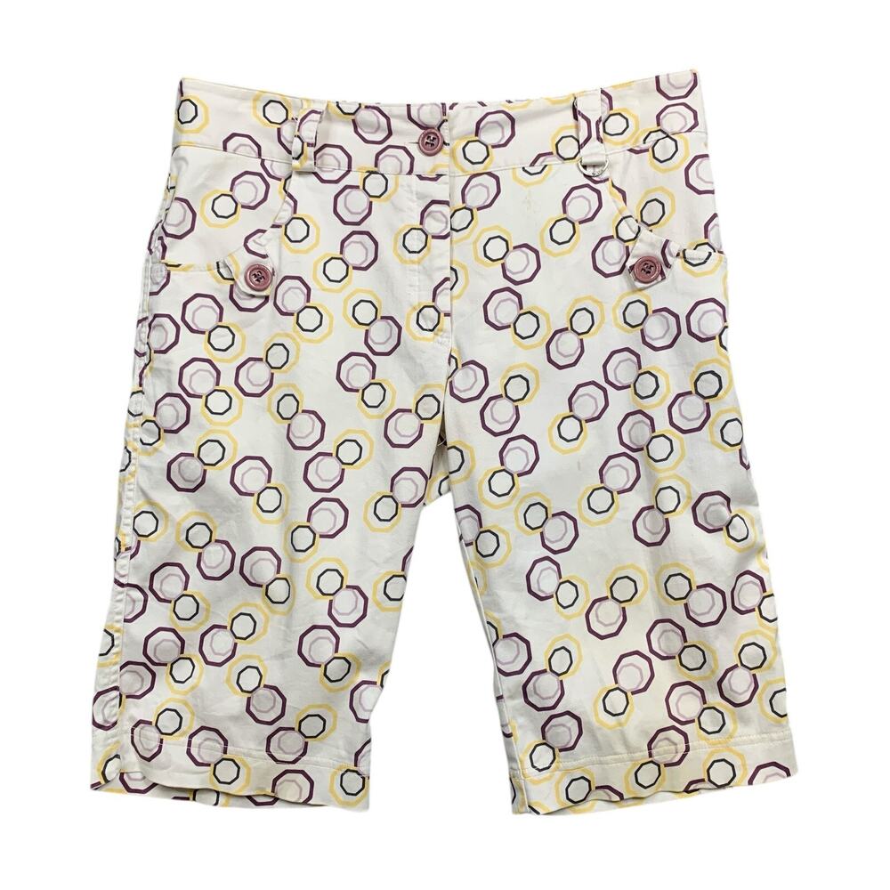 Lija Shorts Womens 10 Multi Clams Stretch Cotton Blend Pockets Bermuda Golf